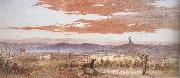 Frederick james shields Gathering the Flock at Sunset (mk37) china oil painting reproduction